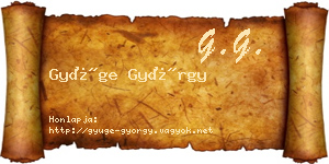 Gyüge György névjegykártya